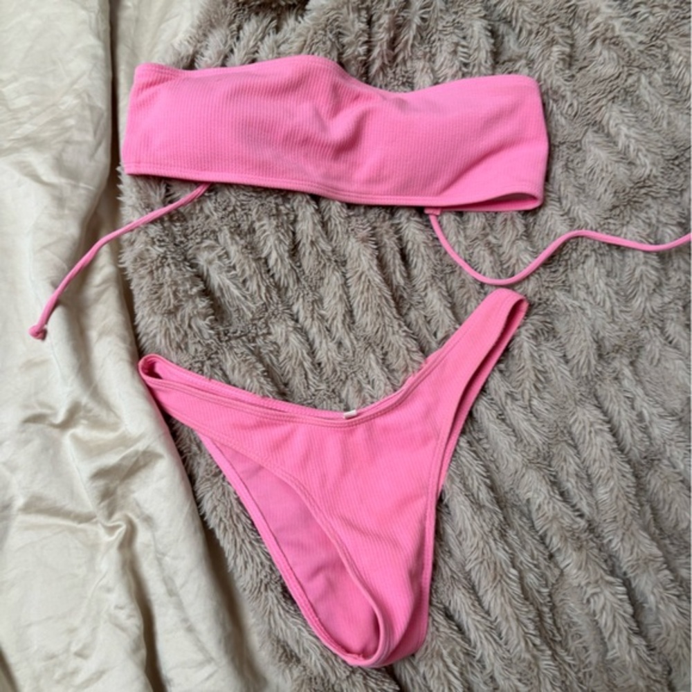 Pink Bandeau Bikini Set